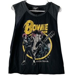 Bravado women’s David Bowie 1972 tour Black graphic muscle tee